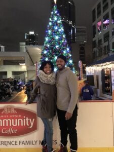 man and woman enjoy a night in flint