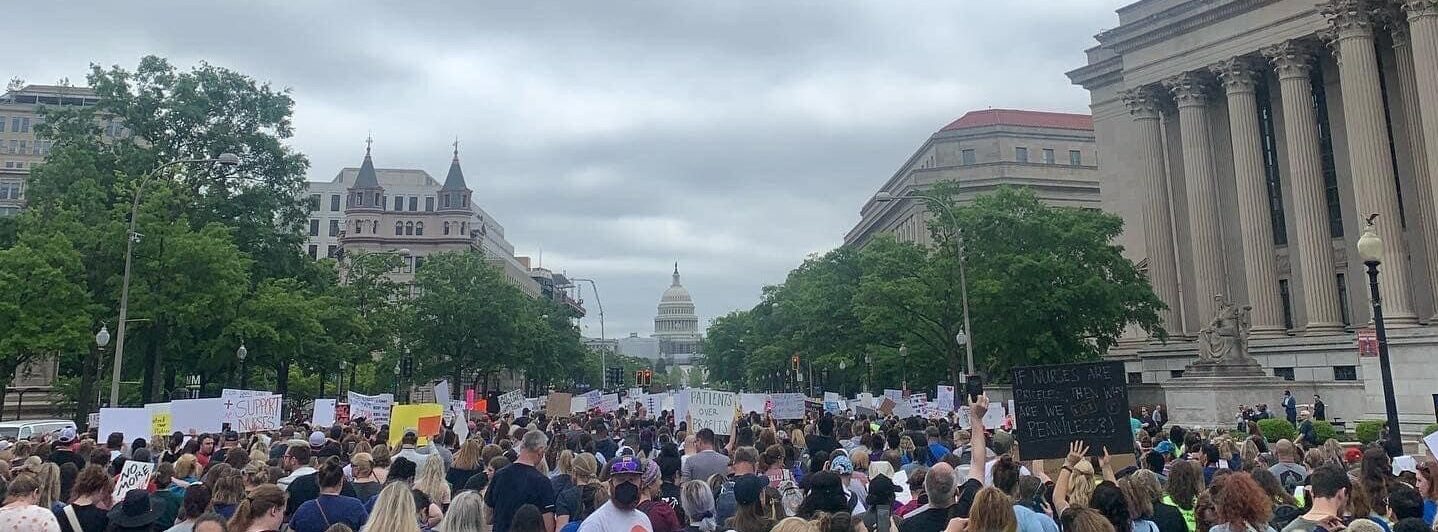 Crowd at National Nurses March in Washington DC