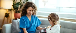 Nurse Mother and daughter - Preparing her for school
